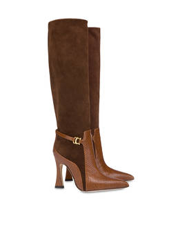 Arco suede leather and python print leather boots Photo 2