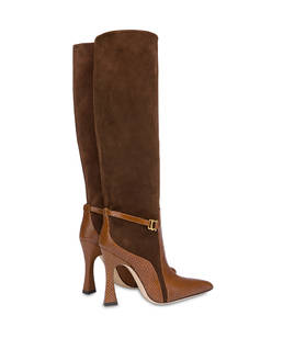 Arco suede leather and python print leather boots Photo 3