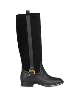 Buckle Notes calfskin and crosta suede riding boots Photo 1