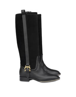 Buckle Notes calfskin and crosta suede riding boots Photo 2