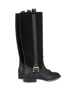 Buckle Notes calfskin and crosta suede riding boots Photo 3
