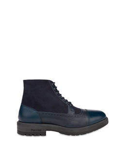 Split leather and kidskin lace-up ankle boots with zipper Photo 1