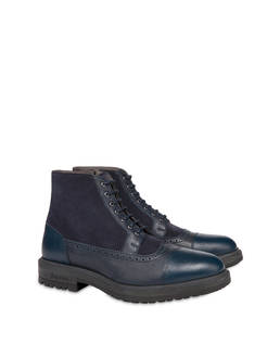 Split leather and kidskin lace-up ankle boots with zipper Photo 2