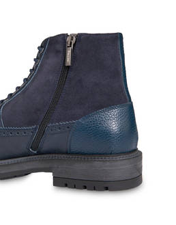 Split leather and kidskin lace-up ankle boots with zipper Photo 5