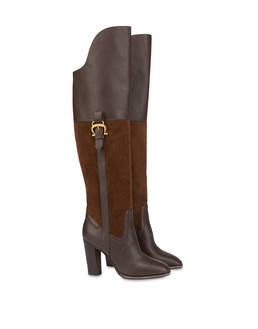 High boots in suede and Cabiria Buckle calfskin Photo 2