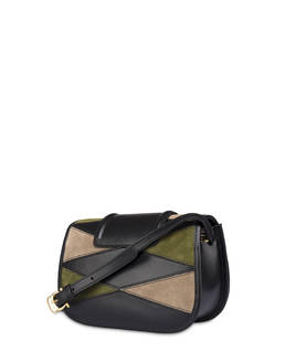 Borsa a tracolla patchwork in crosta e vitello Cabiria Buckle Photo 3