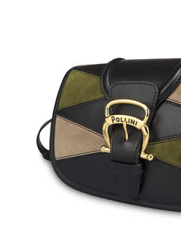 Borsa a tracolla patchwork in crosta e vitello Cabiria Buckle Photo 5