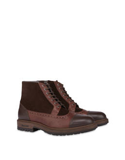 Split leather and kidskin lace-up ankle boots with zipper Photo 2