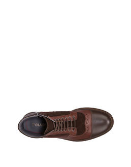 Split leather and kidskin lace-up ankle boots with zipper Photo 3