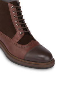 Split leather and kidskin lace-up ankle boots with zipper Photo 5