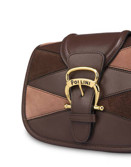 Borsa a tracolla patchwork in crosta e vitello Cabiria Buckle Photo 5