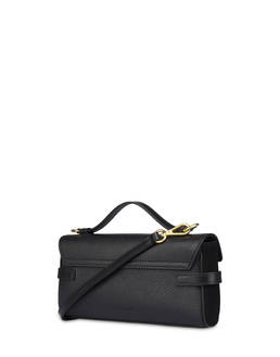 Borsa a spalla in vitello bottalato nero Giulietta Clamp Photo 3