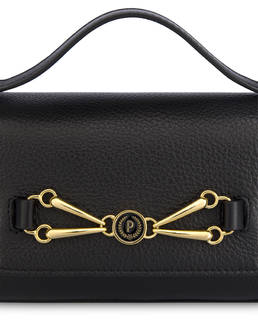 Borsa a spalla in vitello bottalato nero Giulietta Clamp Photo 5