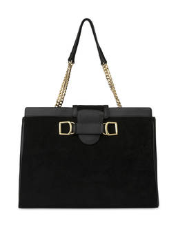 Half-moon shoulder bag in garnet calfskin and Annabelle suede leather Photo 1