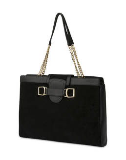 Half-moon shoulder bag in garnet calfskin and Annabelle suede leather Photo 2