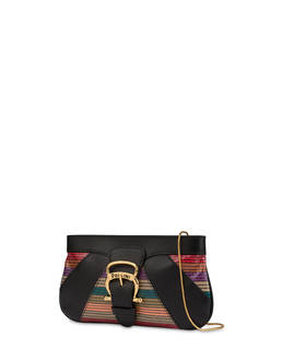 Pochette in vitello ed elaphe multirighe Photo 2