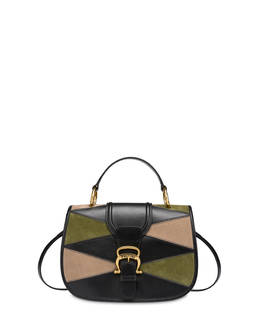 Borsa a mano patchwork in crosta e vitello Cabiria Buckle Photo 1