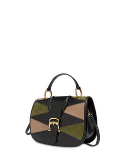 Borsa a mano patchwork in crosta e vitello Cabiria Buckle Photo 2