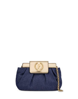 Andromeda Clutch bag in denim and laminate Photo 1
