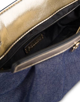 Andromeda Clutch bag in denim and laminate Photo 5