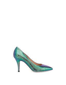 Annabelle décolleté with iridescent python print Photo 1