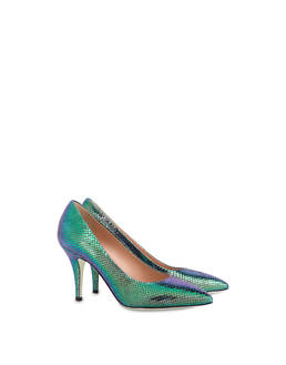 Annabelle décolleté with iridescent python print Photo 2