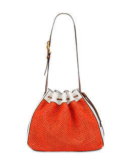 Aura bucket bag in raffia and calfskin Photo 1