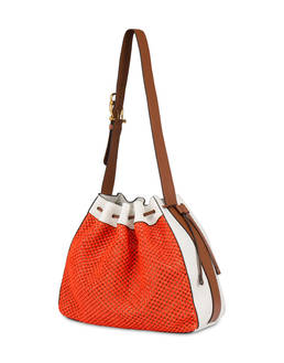 Aura bucket bag in raffia and calfskin Photo 2