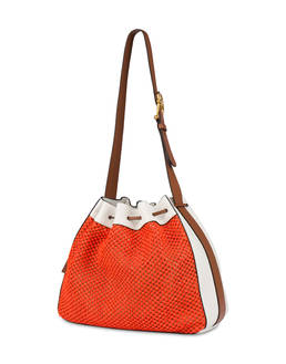 Aura bucket bag in raffia and calfskin Photo 3