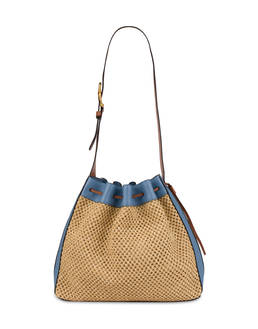 Aura bucket bag in raffia and calfskin Photo 1