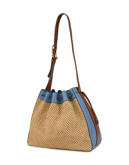 Aura bucket bag in raffia and calfskin Photo 2