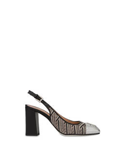 Twin P raffia and laminated nappa slingbacks Photo 1