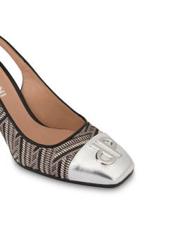Twin P raffia and laminated nappa slingbacks Photo 4