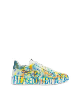 Leather sneakers with 'Please don't eat the flowers' written Photo 1