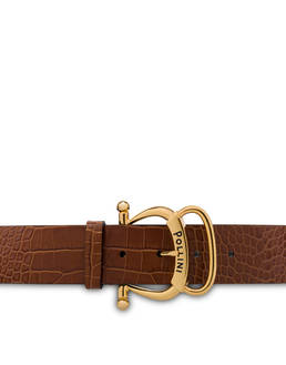 Croc-print calf leather belt Photo 3