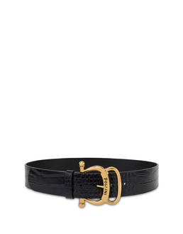 Croc-print calf leather belt Photo 1