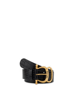 Croc-print calf leather belt Photo 2