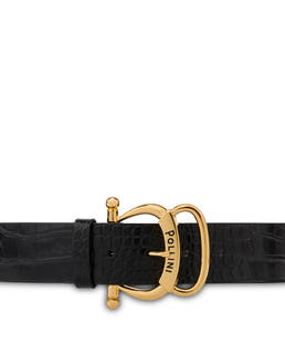 Croc-print calf leather belt Photo 3