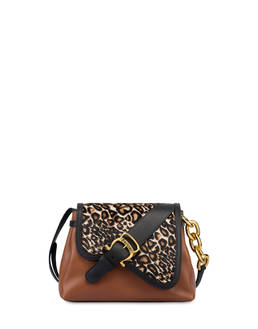 Borsa a spalla in vitello e cavallino Cabiria Buckle Photo 1