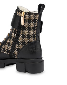 Combat boot in calfskin and houndstooth Twin P Manish Photo 4