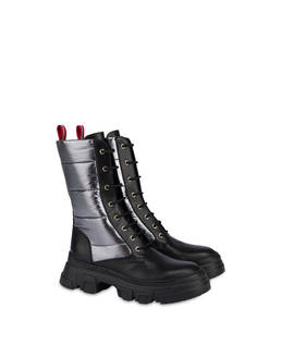 Shiny Tank ankle boots in padded nylon and calfskin leather Photo 2