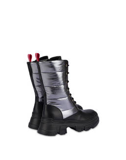 Shiny Tank ankle boots in padded nylon and calfskin leather Photo 3