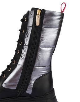 Shiny Tank ankle boots in padded nylon and calfskin leather Photo 4