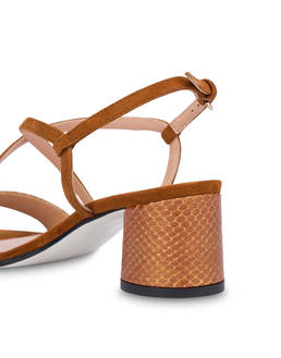 Corinto suede and laminated python sandals Photo 4