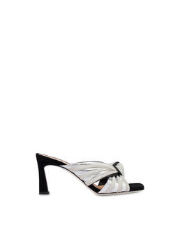 Mules in nappa laminata e camoscio con tacco Garden Party Photo 1