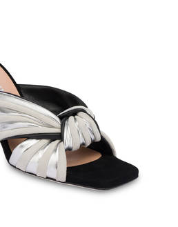 Mules in nappa laminata e camoscio con tacco Garden Party Photo 4