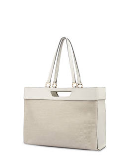 Shopping bag in vitello e canvas Maggie Photo 3