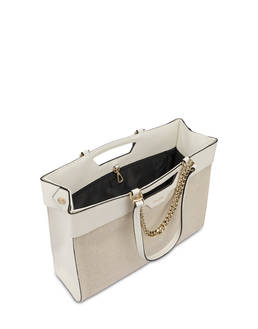 Shopping bag in vitello e canvas Maggie Photo 4