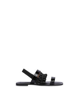 Plissé flat sandal in patent leather and nappa Photo 1