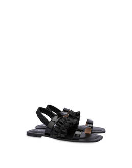 Plissé flat sandal in patent leather and nappa Photo 2